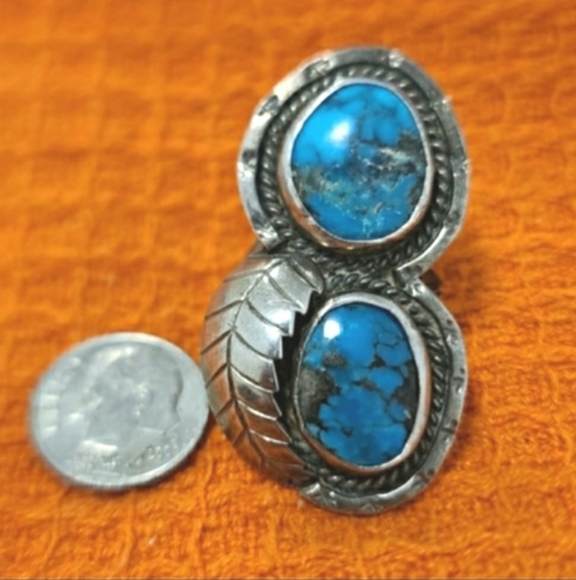 Vintage Native American Navajo Sterling Silver Turquoise Ring Sz 7. 15g - Picture 9 of 9